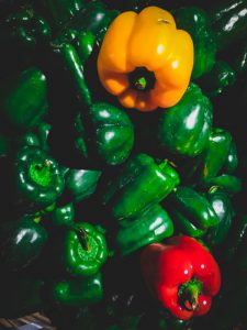 Green yellow and red bell pepper lot